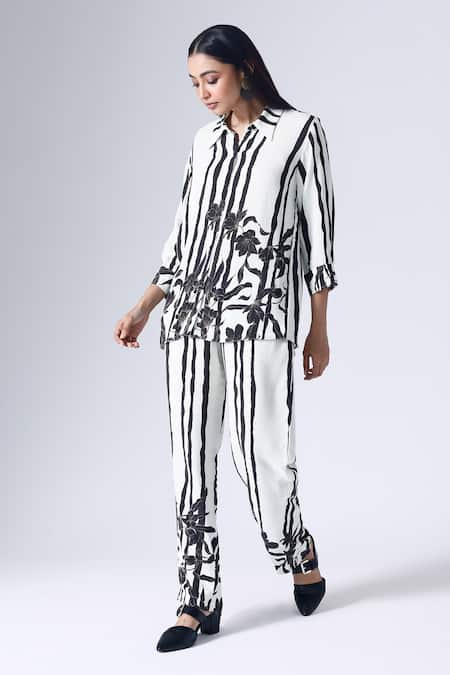 KLAD Striped Musk Print Shirt With Pant 