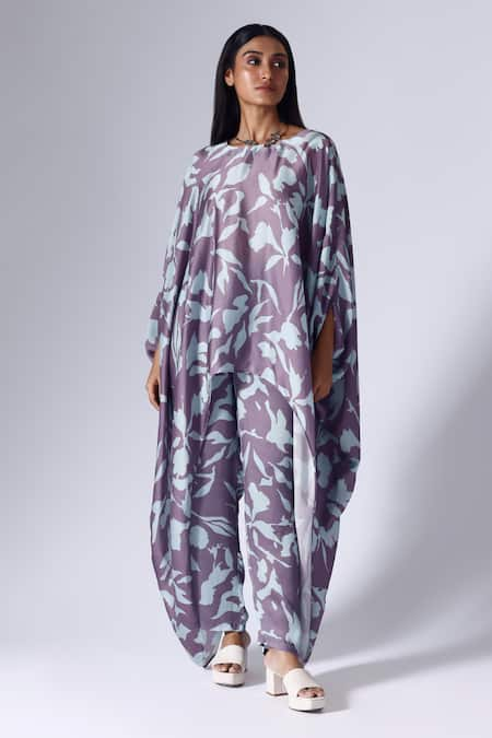 KLAD Foliage Print Cape Top & Pant Set 