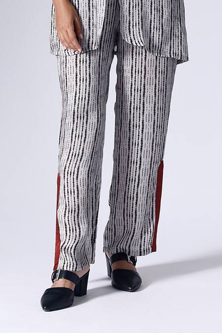 Klad_Black Satin Shibori Shawl Collar Pattern Jacket Pant Set_Online_at_Aza_Fashions