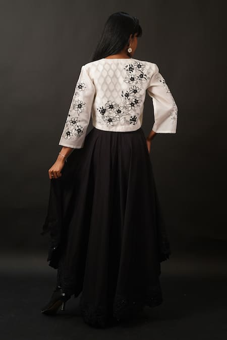 Manasi Sengupta Sequin Embroidered Jacket With Draped Pant Set 