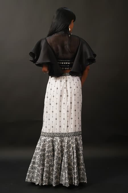 Manasi Sengupta Floral Embroidered Crop Top With Skirt 