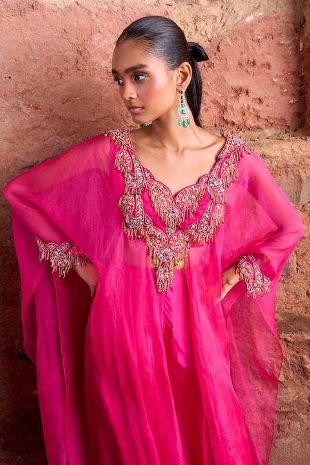 Buy Ridhima Bhasin Pink Silk, Organza Embroidery Scoop Neck Floral Kurta With Palazzo Online at Aza Fashions Buy_Ridhima Bhasin_Pink Silk, Organza Embroidery Scoop Neck Floral Kurta With Palazzo _Online_at_Aza_Fashions