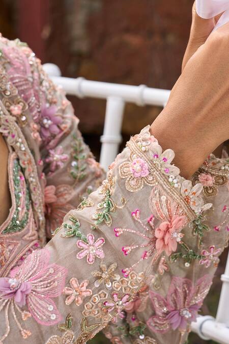 Ridhima Bhasin Pink Crepe, Organza Sequins, Beads, Fabric Eternity Jacket With Dhoti Pant Set Online at Aza Fashions Ridhima Bhasin_Pink Crepe, Organza Sequins, Beads, Fabric Eternity Jacket With Dhoti Pant Set _Online_at_Aza_Fashions