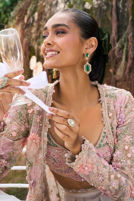 Ridhima Bhasin Ivory Crepe, Organza Sequins, Nargis Embroidered Jacket With Dhoti Pant Set Online at Aza Fashions Ridhima Bhasin_Ivory Crepe, Organza Sequins, Nargis Embroidered Jacket With Dhoti Pant Set _Online_at_Aza_Fashions