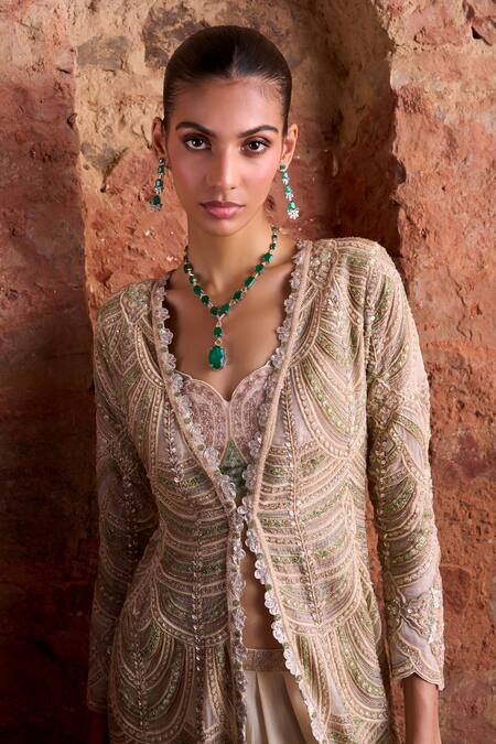 Buy Ridhima Bhasin Ivory Crepe, Organza Sequins, Nargis Embroidered Jacket With Dhoti Pant Set Online at Aza Fashions Buy_Ridhima Bhasin_Ivory Crepe, Organza Sequins, Nargis Embroidered Jacket With Dhoti Pant Set _Online_at_Aza_Fashions