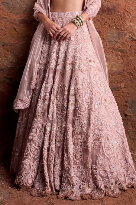 Buy Ridhima Bhasin Pink Organza, Tissue Beads, Pearls Sweetheart Neck Eden Embroidered Lehenga Set Online at Aza Fashions Buy_Ridhima Bhasin_Pink Organza, Tissue Beads, Pearls Sweetheart Neck Eden Embroidered Lehenga Set _Online_at_Aza_Fashions