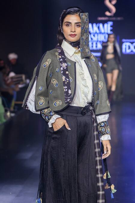 Buy Shruti Sancheti Off White Silk Ruffles Collared And Pleat Tuck Detail Shirt Online at Aza Fashions Buy_Shruti Sancheti_Off White Silk Ruffles Collared And Pleat Tuck Detail Shirt _Online_at_Aza_Fashions