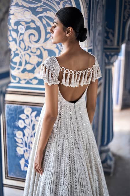 Seema Gujral Pearl Sequin Embroidered Anarkali Set 