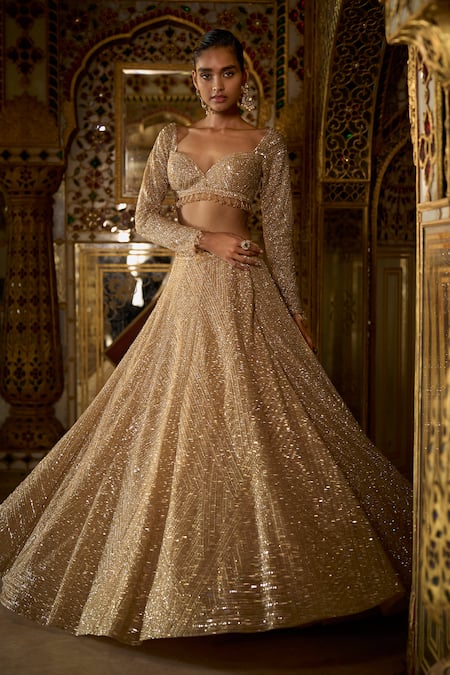 Seema Gujral Crystal Embroidered Bridal Lehenga Set 