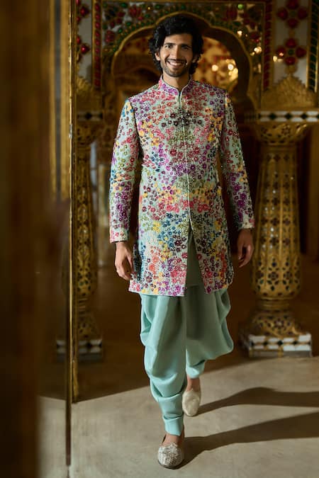 Seema Gujral Flower Embroidered Sherwani Set 