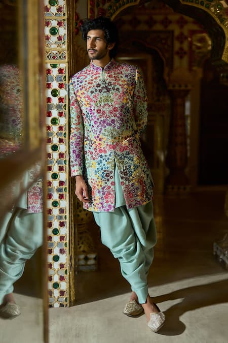 Seema Gujral Flower Embroidered Sherwani Set 