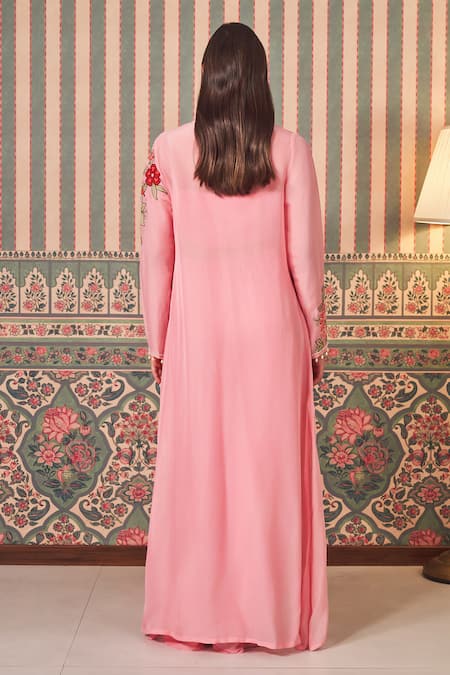 Sammohi By Moksha And Hiral Floral Embroidered Asymmetric Jacket & Palazzo Set 