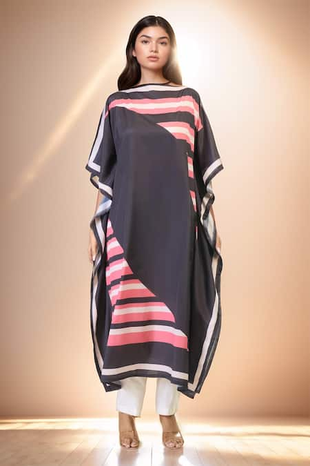 Samyukta Singhania Placement Stripe Print Kaftan Dress 