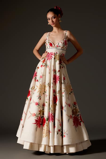 Rohit Bal Floral Vine Pattern Anarkali Set 