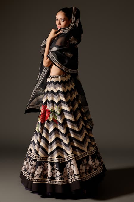 Rohit Bal Gradient Chevron Print Lehenga Set 
