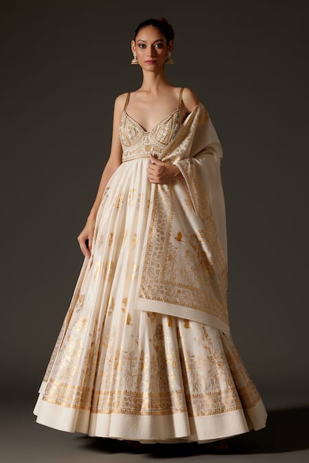 Rohit Bal Lotus Pond Foil Print Anarkali Set 