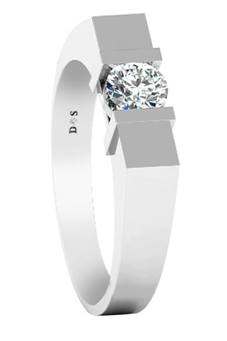 Divine Solitaires_White Diamonds Solitaire Cut-out Ring_Online_at_Aza_Fashions