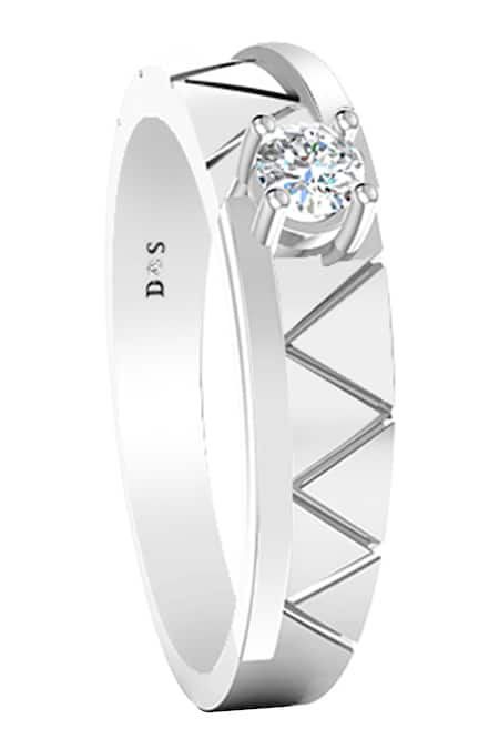 Divine Solitaires_White Diamonds Solitaire Textured Ring_Online_at_Aza_Fashions