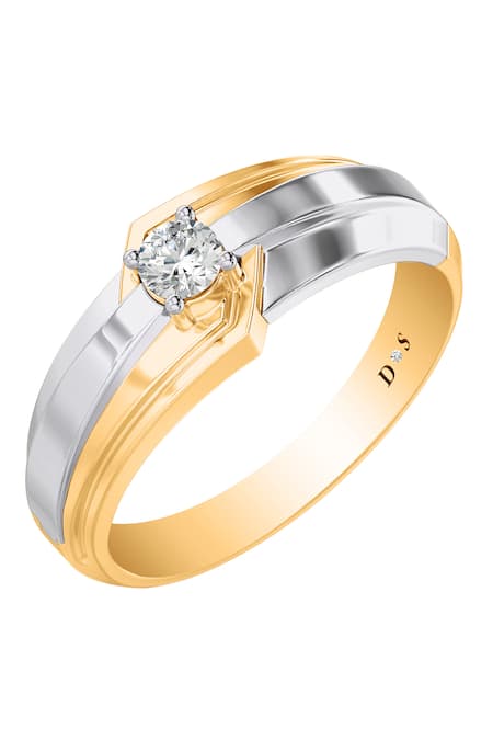 Divine Solitaires Yellow Diamond Solitaire Two Tone Wave Ring 