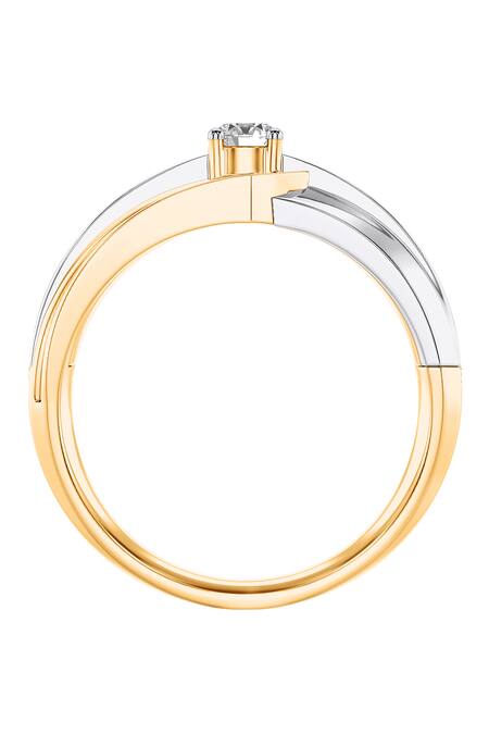 Buy_Divine Solitaires_Yellow Diamonds Solitaire Two Tone Wave Ring_Online_at_Aza_Fashions