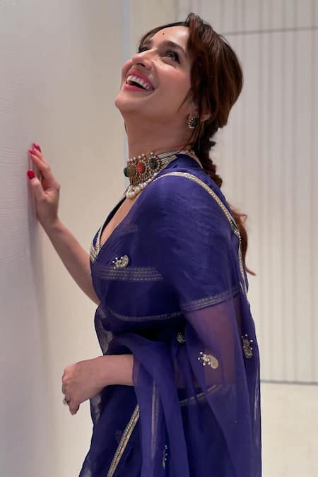 Shop_Kalakari By Akanksha_Purple Organza, Gulkhera And Aari Embroidered Saree With Blouse 