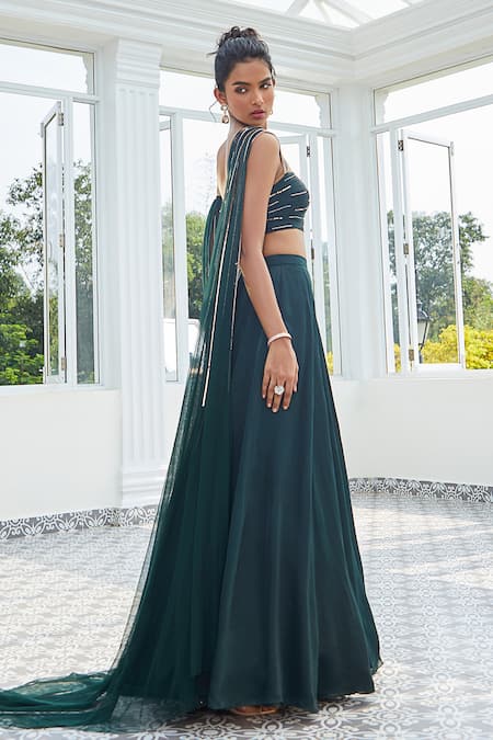 Masumi Mewawalla X AZA Flared Lehenga & Embroidered Draped Blouse Set 