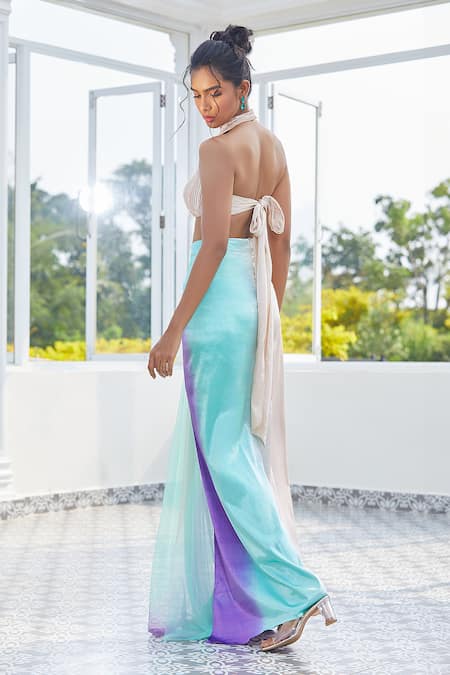 Masumi Mewawalla X AZA Ombre Skirt With Embroidered Blouse 