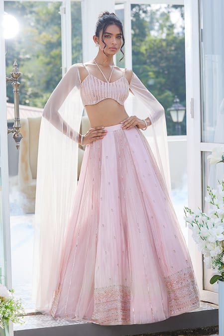 Masumi Mewawalla x AZA Embroidered Lehenga & Draped Blouse Set 