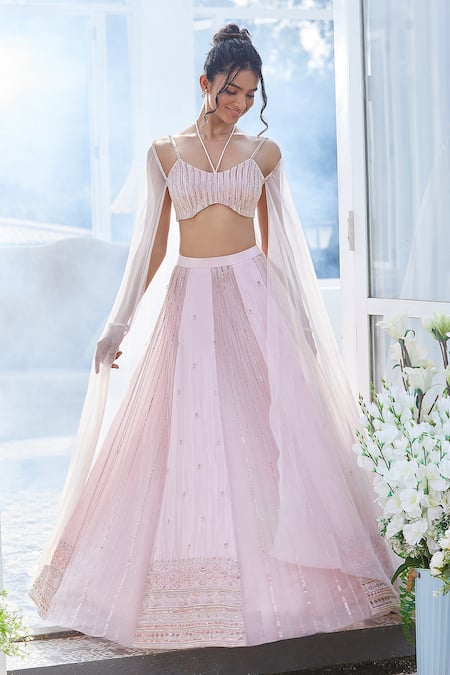 Masumi Mewawalla X AZA Embroidered Lehenga & Draped Blouse Set 