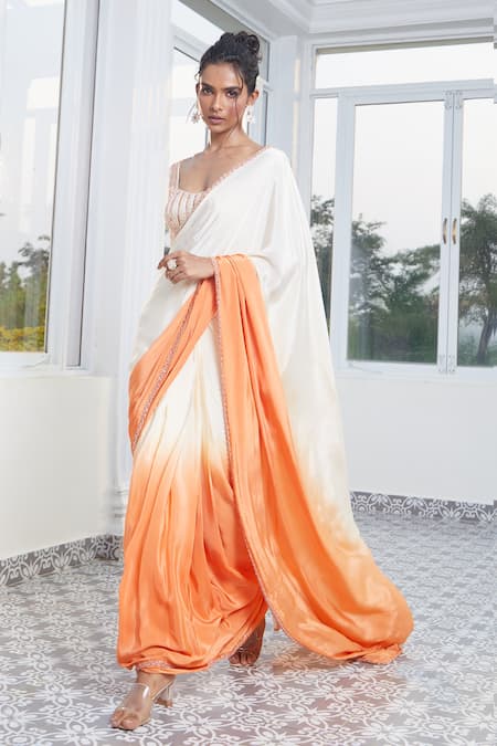 Masumi Mewawalla X AZA Sunset Ombre Pre-Draped Saree With Blouse 