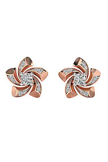 Buy Divine Solitaires Rose Gold Imitation Diamonds 18kt Encrusted Earrings at Aza Fashions Buy_Divine Solitaires_Rose Gold Imitation Diamonds 18kt Encrusted Earrings_at_Aza_Fashions