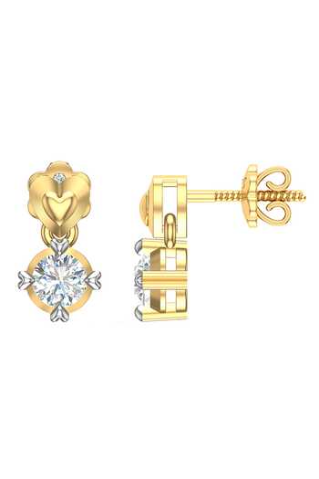 Buy_Divine Solitaires_Yellow Imitation Diamonds 18kt Gold Embellished Textured Earrings_Online_at_Aza_Fashions