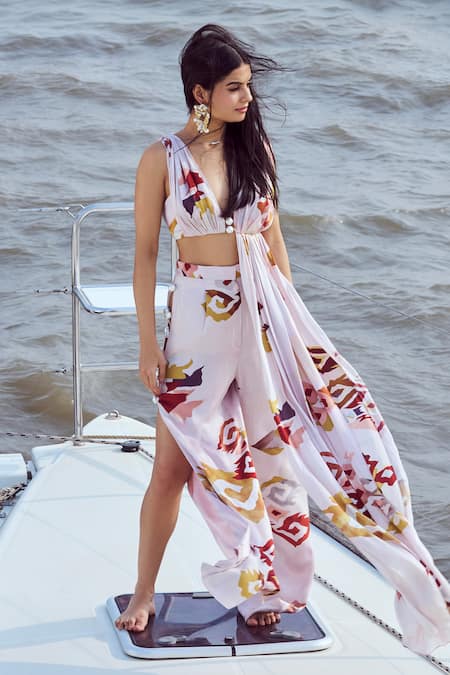 Nirmooha Patola Printed Top With Slit Pant 