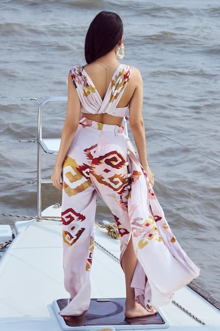 Nirmooha Patola Printed Top With Slit Pant 