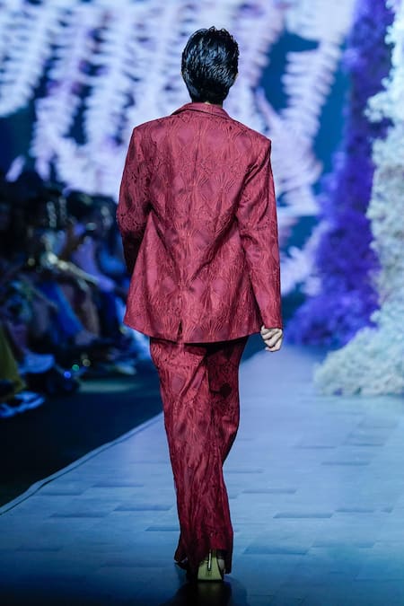 Nirmooha Floral Lace Blazer With Pant Set 