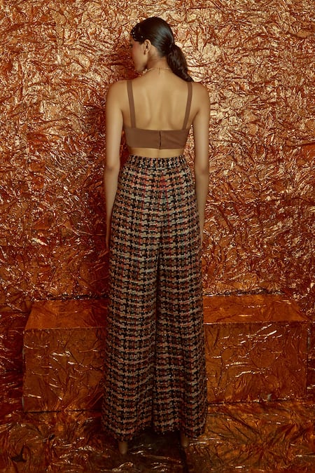 Nirmooha Plain Bustier With Tweed Flared Pant 