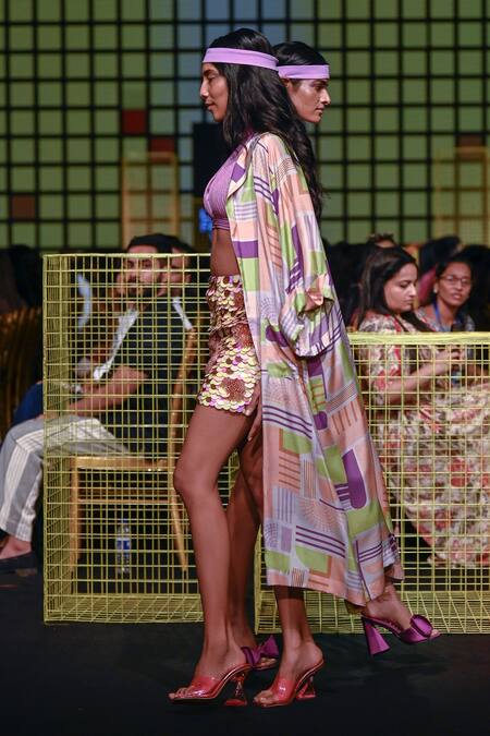 Nirmooha Purple Lurex, Microfiber Embellished Pencil Skirt With Textured Crop Top Online at Aza Fashions Nirmooha_Purple Lurex, Microfiber Embellished Pencil Skirt With Textured Crop Top _Online_at_Aza_Fashions