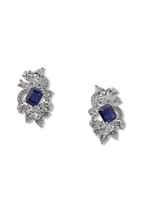 Buy_Shazé_White Marquise Stone Oceanus Studded Earrings _Online_at_Aza_Fashions