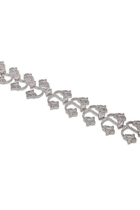 Buy_Shazé_White Marquise Stone Alba Mughal Carved Choker _Online_at_Aza_Fashions