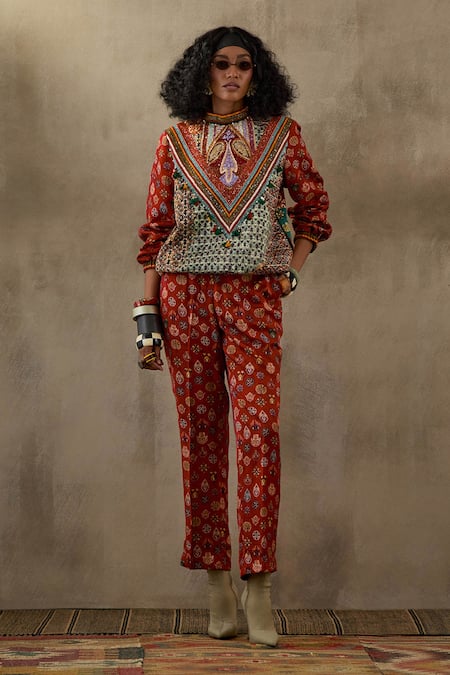 Aseem Kapoor Zahra Printed Sweatshirt Jacket & Pant Set 