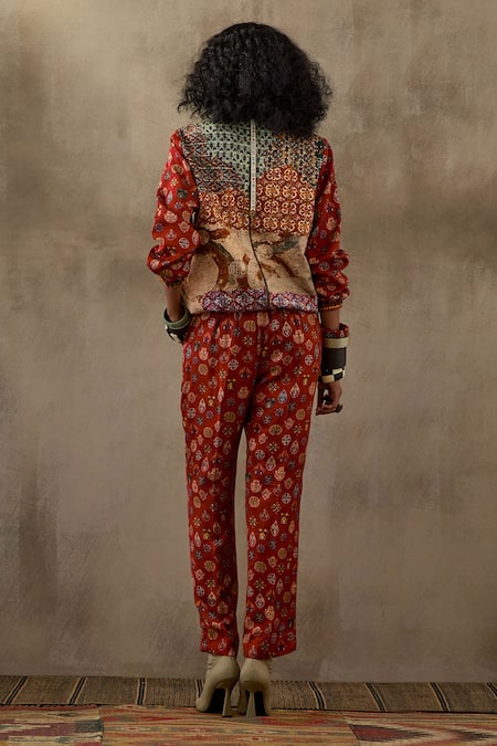 Shop Aseem Kapoor Multi Color Muslin, Satin Beads, Zahra Printed Sweatshirt Jacket And Pant Set at Aza Fashions Shop_Aseem Kapoor_Multi Color Muslin, Satin Beads, Zahra Printed Sweatshirt Jacket And Pant Set _at_Aza_Fashions