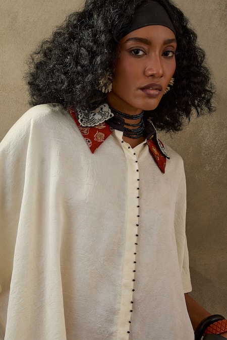 Aseem Kapoor Mandala Collar Embroidered Shirt 