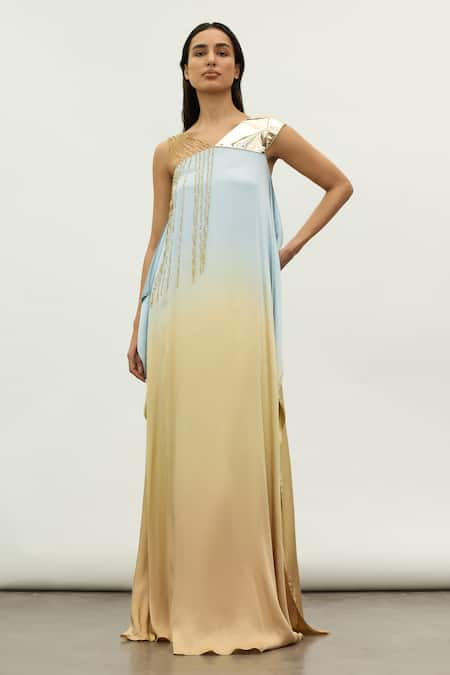 AKHL Asymmetric Sleeve Ombre Dress 