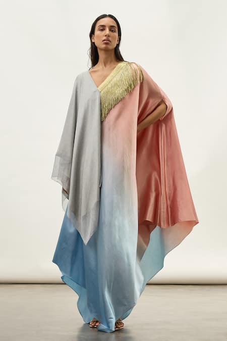 AKHL Metallic Asymmetric Kaftan 