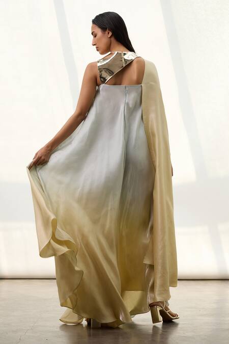 Akhl Asymmetric Ombre Kaftan Dress 