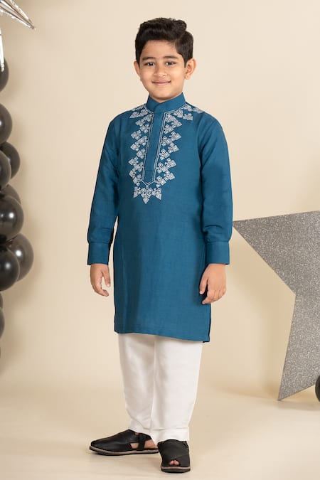Little Boys Closet Geometric Embroidered Kurta Set 