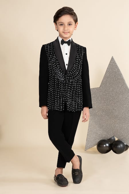 Little Boys Closet Sequin Embroidered Blazer Tuxedo Set 