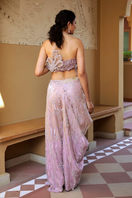 Moledro Nirvi Crystal Embroidered Blouse & Pant Set 