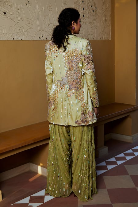 Moledro Tarz Crystal Embroidered Draped Jumpsuit With Balzer 