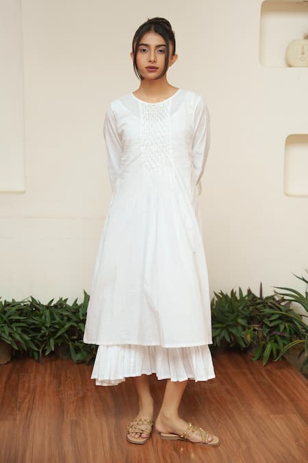 OurDve Pearl Embellished Yoke Dress 